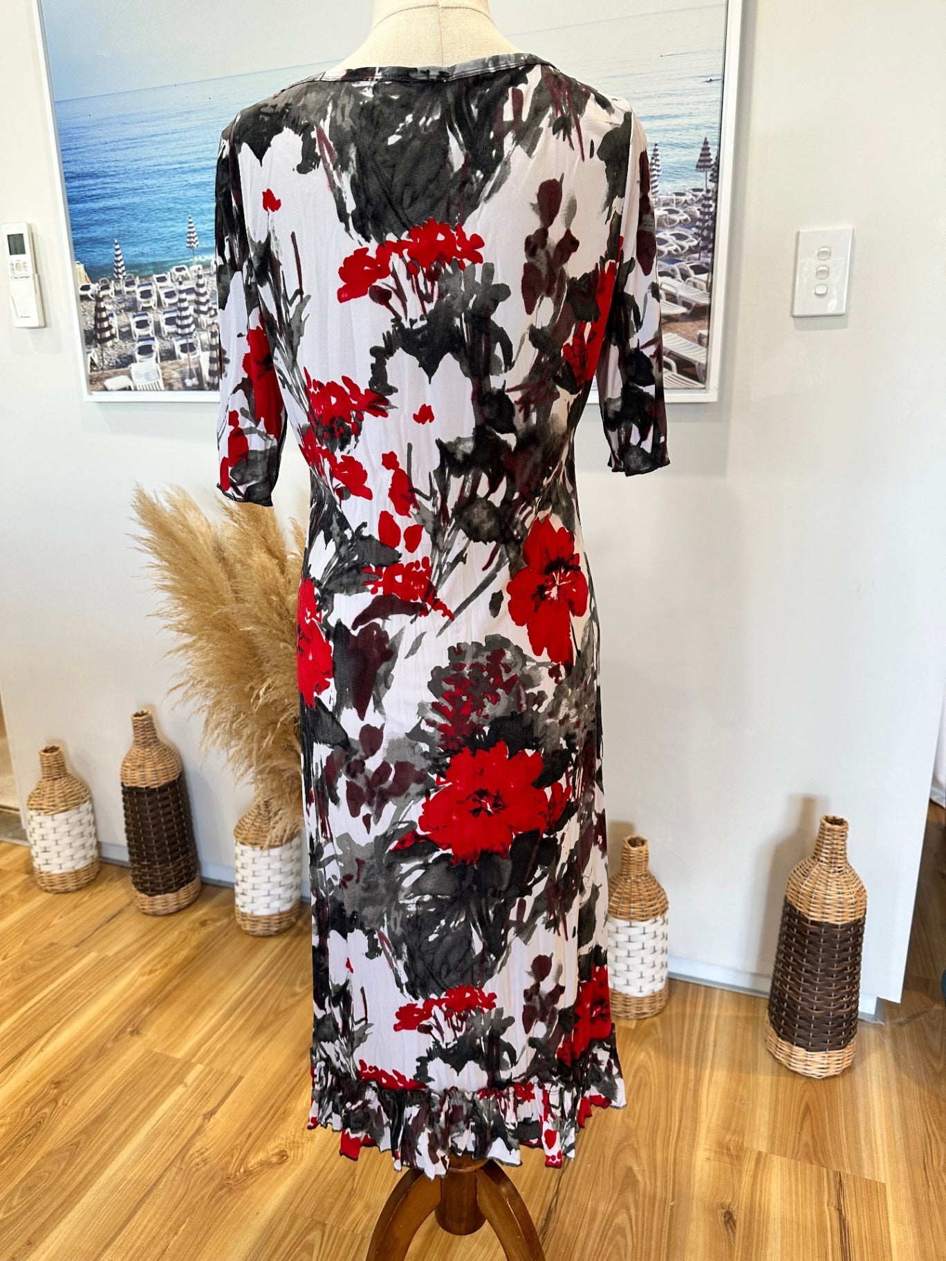 Cachet - Dress - Size 10 - Red, Black, White, Gray