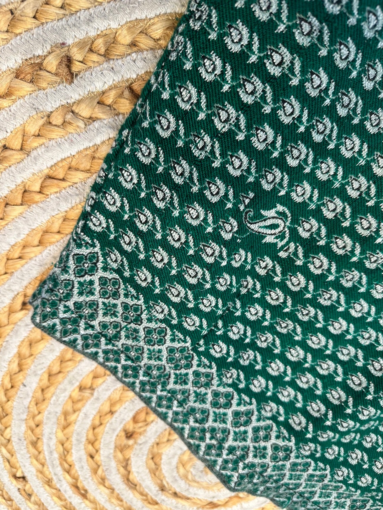 Vintage Bohemian A-Line Skirt - Green / White - 100% Cotton