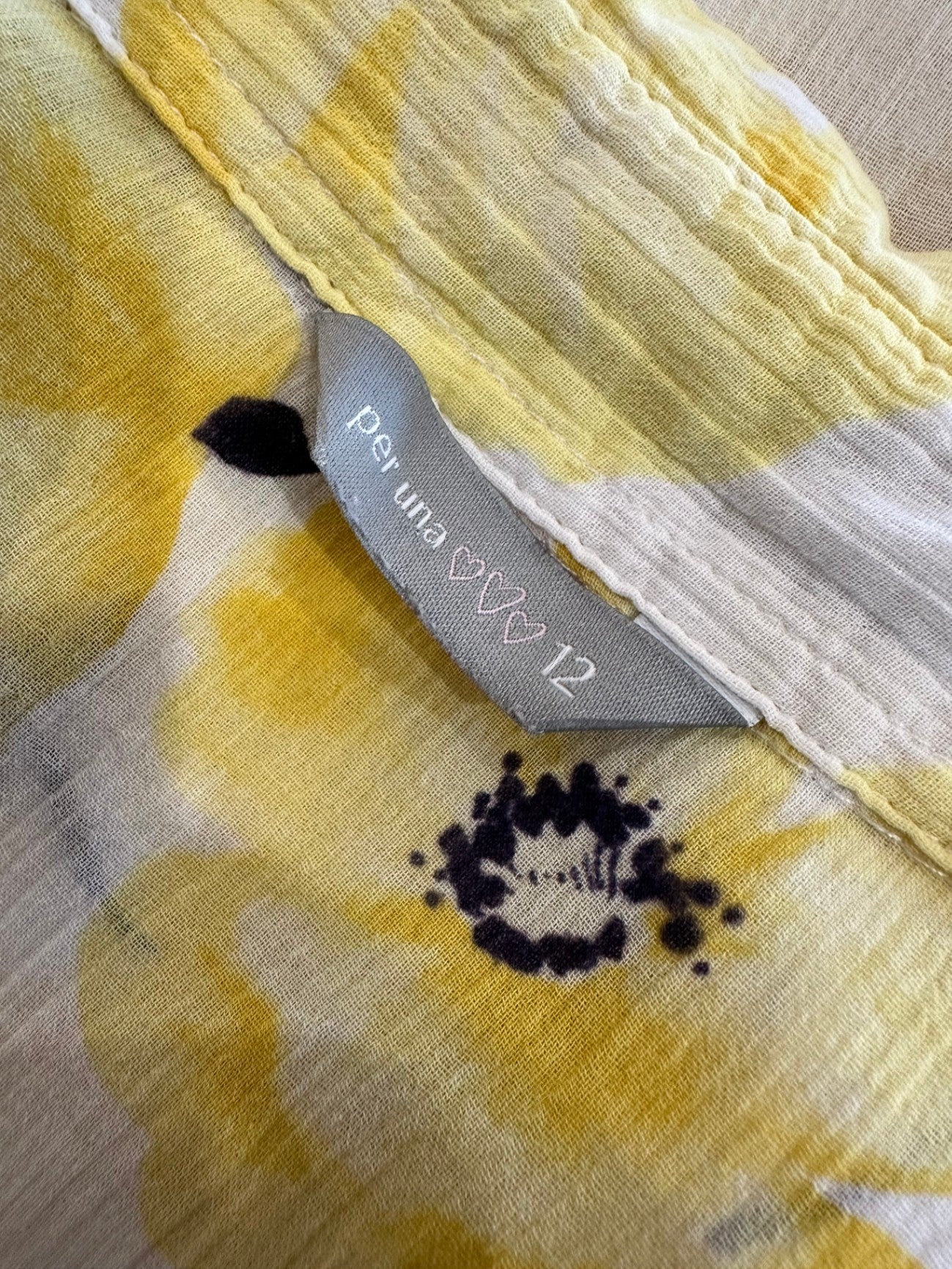 Per Una - Summer Blouse - Size 12 - Yellow Poppies - 100% Cotton