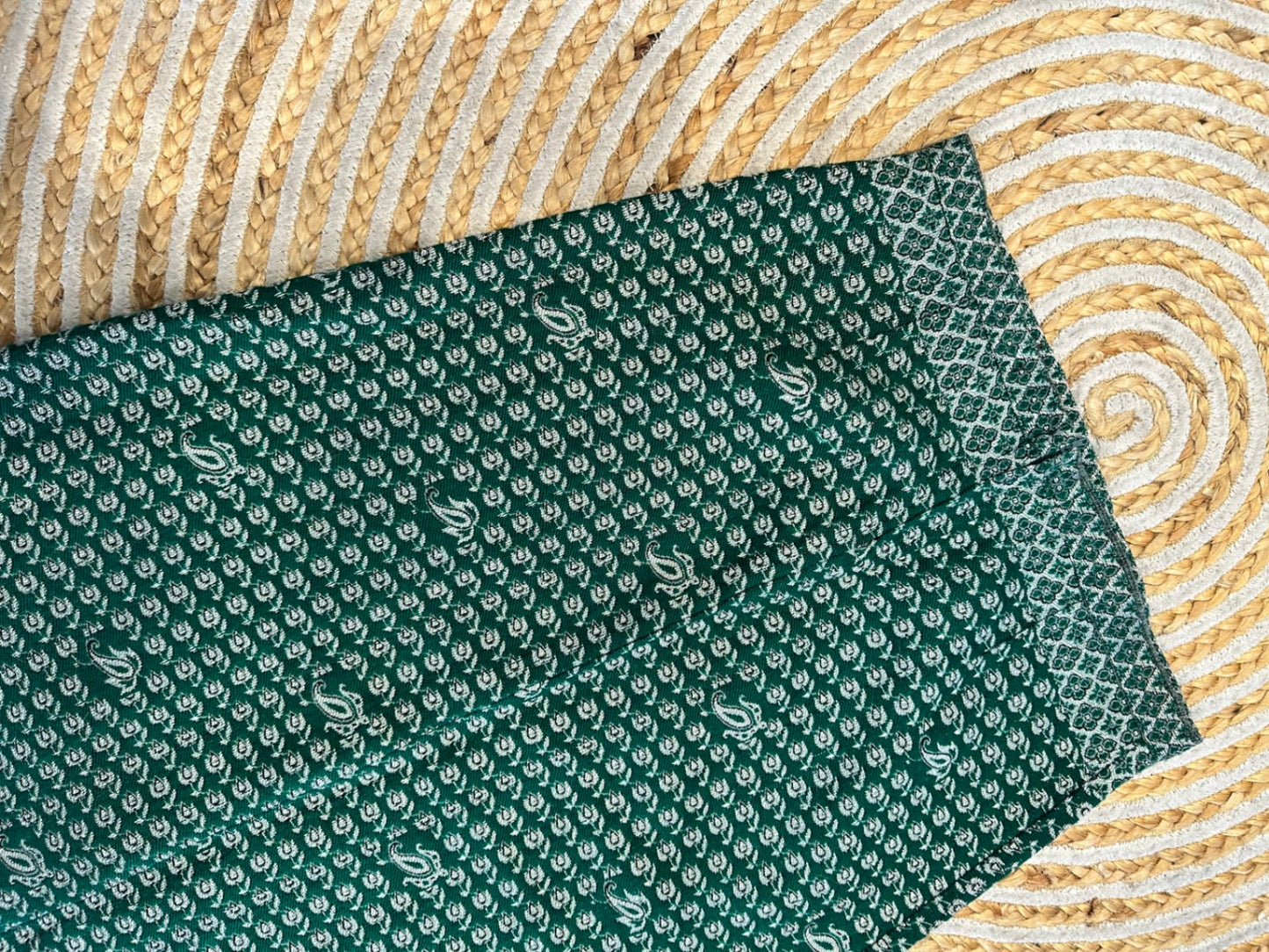 Vintage Bohemian A-Line Skirt - Green / White - 100% Cotton