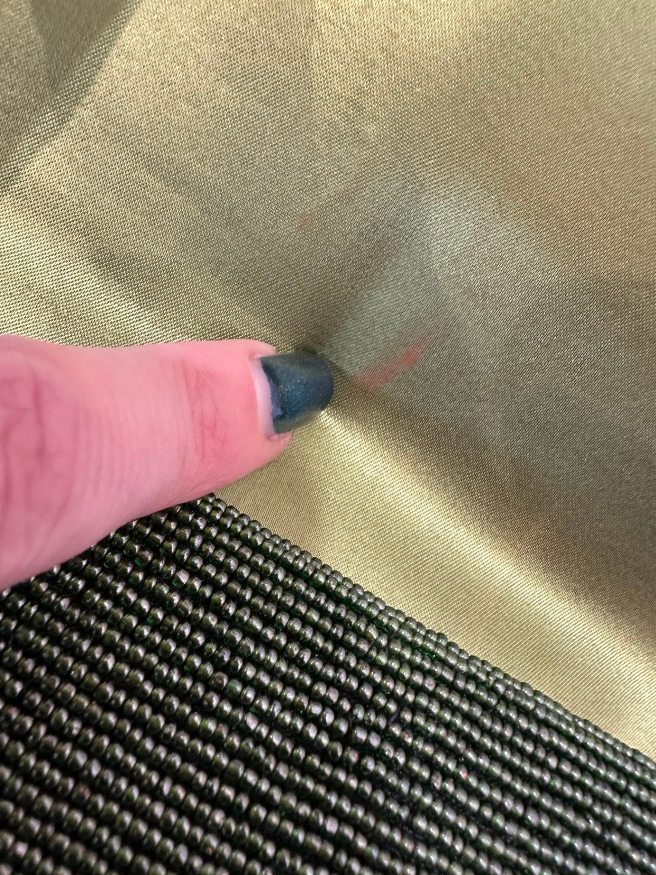 Vintage Beaded Clutch - Green w Floral Motif