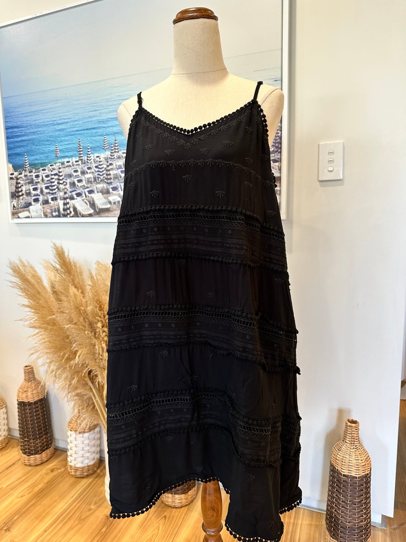 Decjuba - Bohemian Summer Dress - Large - Black
