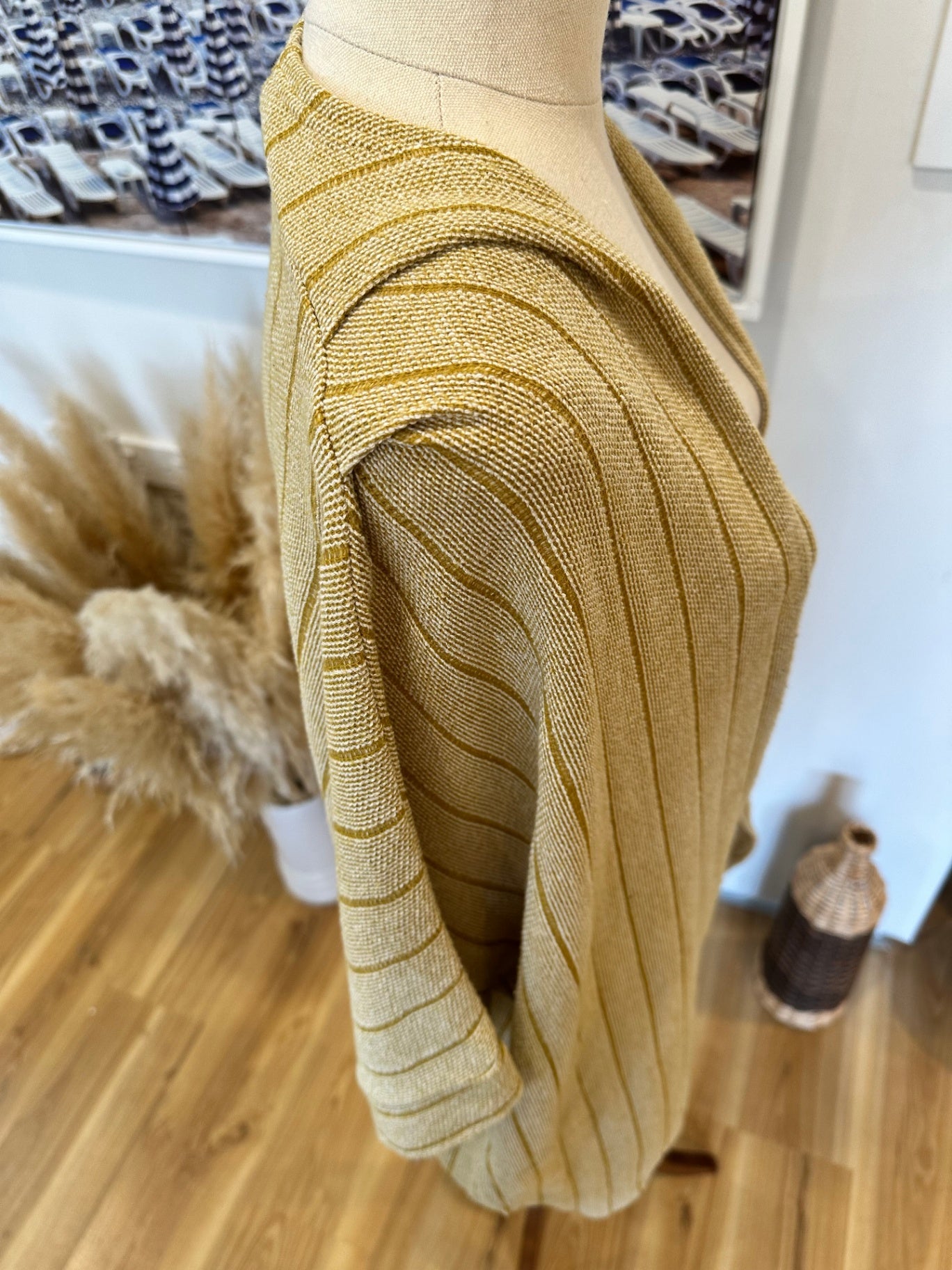 Kilt Oversized Cardigan (or Beach Cover) One Size - Beige + Mustard