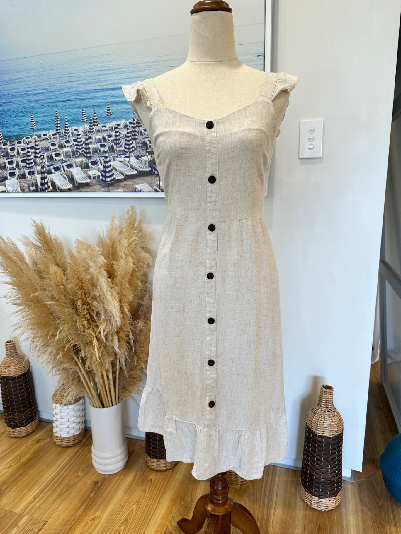 Monteau Los Angeles - Dress - Extra Small - Beige - 20% Linen