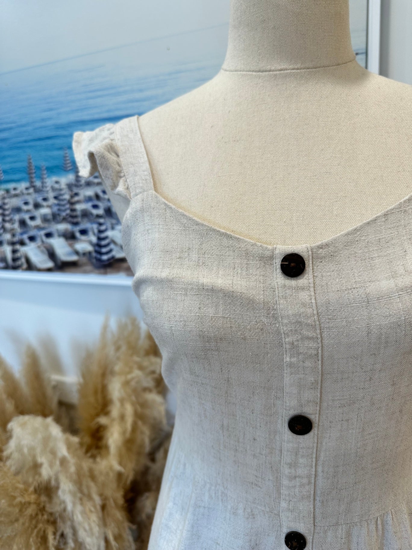 Monteau Los Angeles - Dress - Extra Small - Beige - 20% Linen