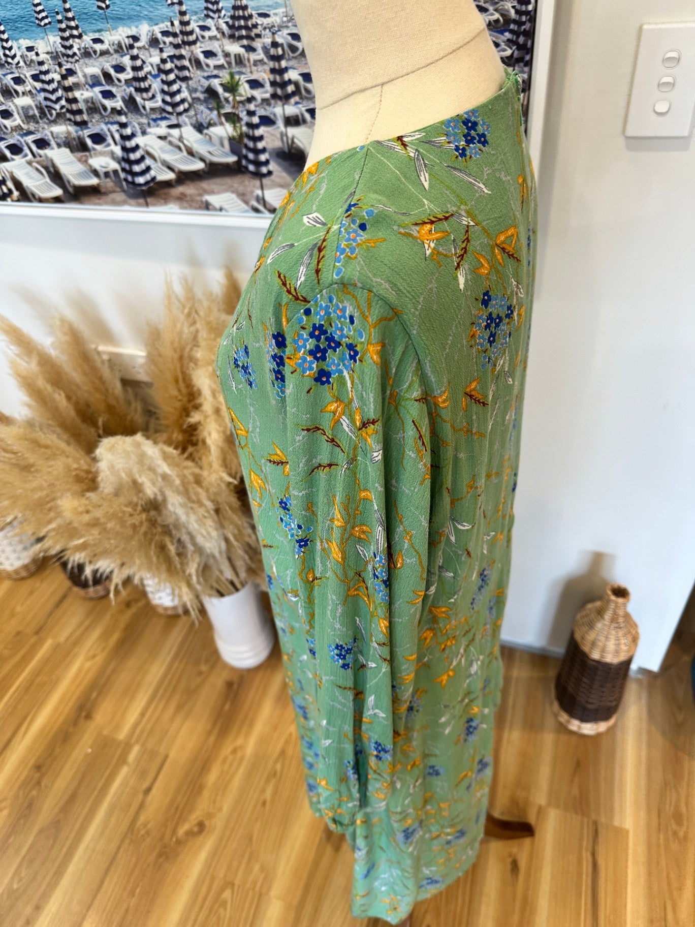 Bohemian Dress - Large - Green / Mustard / Blue