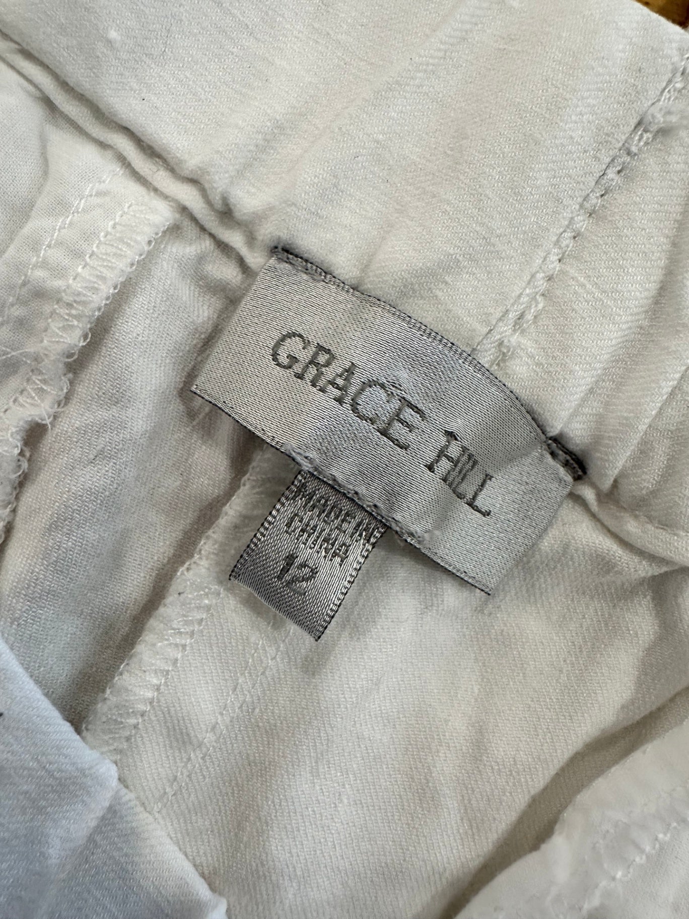 Grace Hill - Pants - Size 12 - White / Cream - 60% Linen