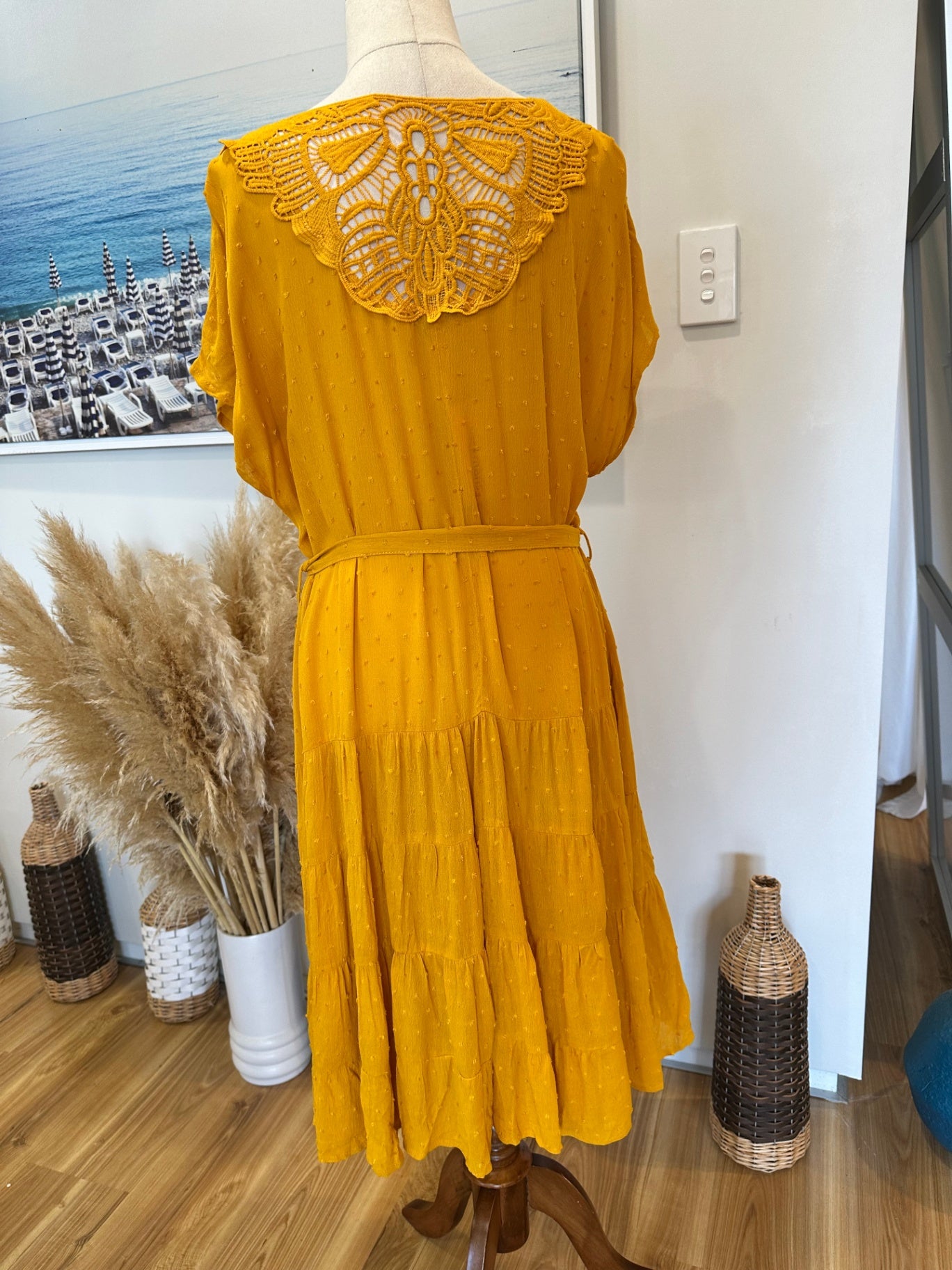 Rockmans Bohemian Dress - Size: 16 - Yellow - NEW RRP $69.99