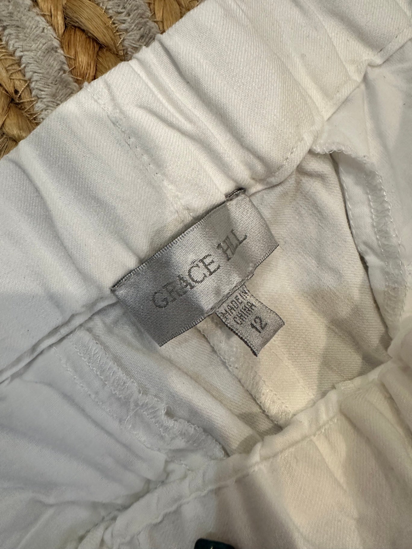 Grace Hill - Pants - Size 12 - White / Cream - 60% Linen