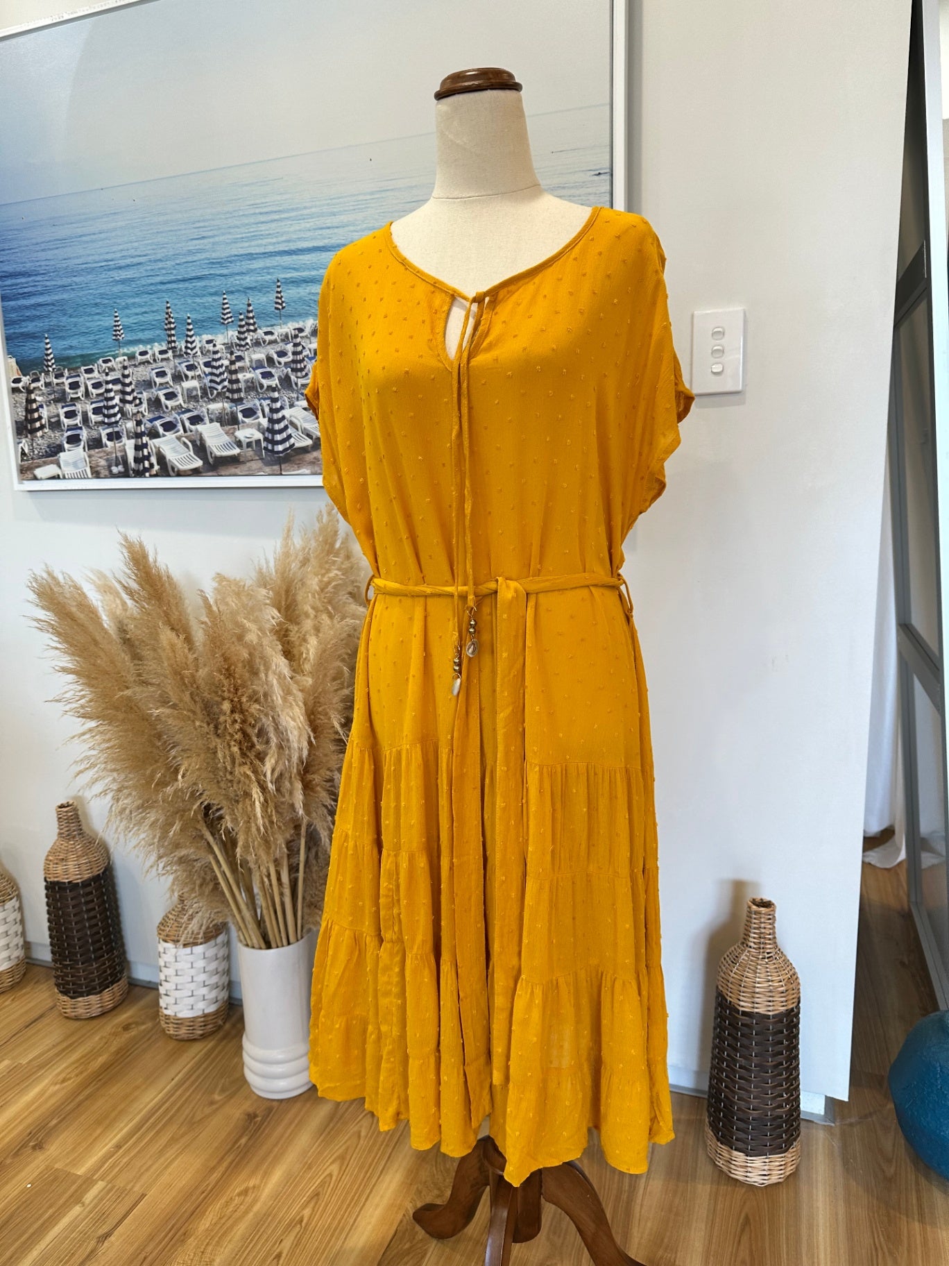 Rockmans Bohemian Dress - Size: 16 - Yellow - NEW RRP $69.99