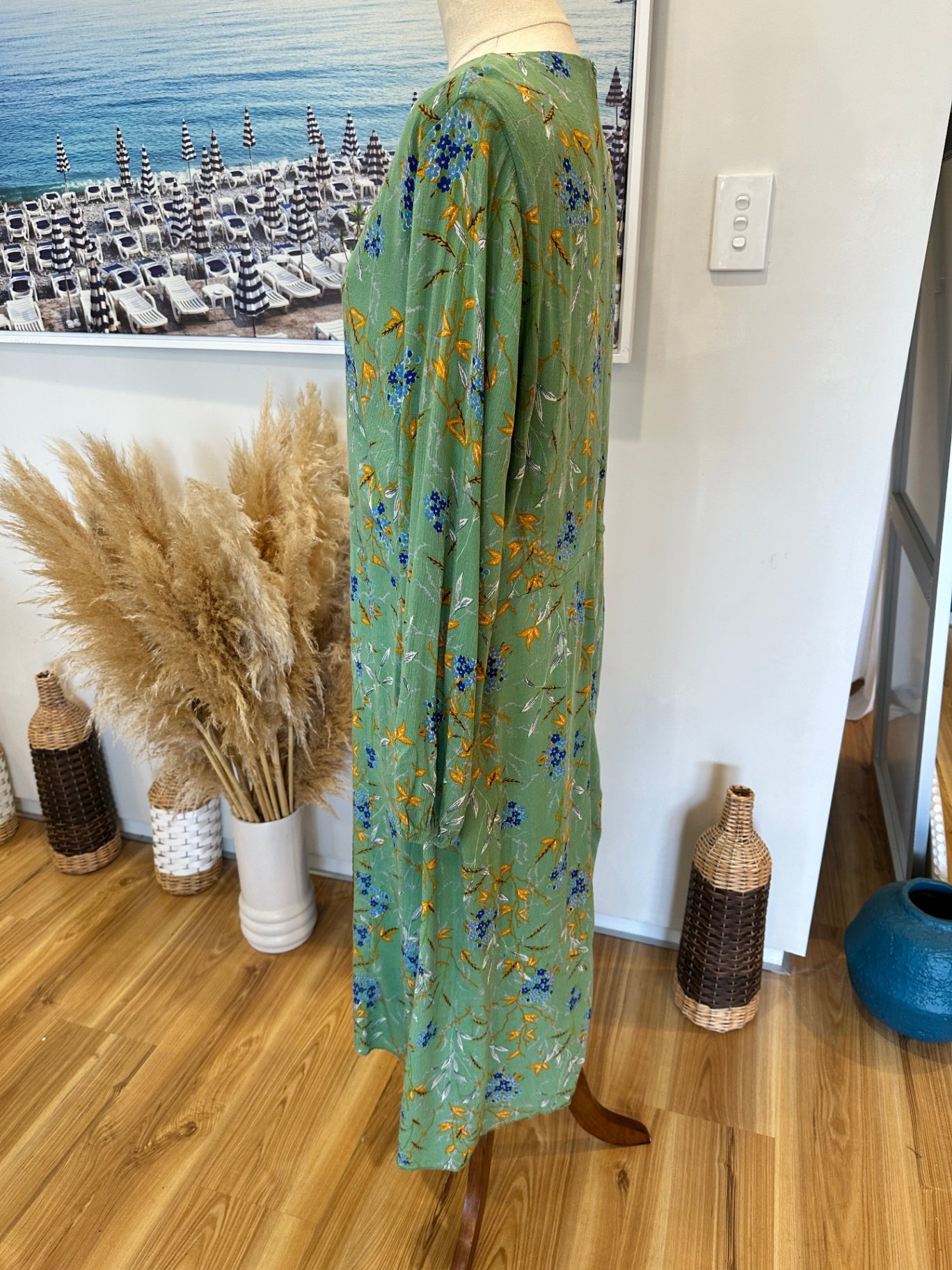 Bohemian Dress - Large - Green / Mustard / Blue
