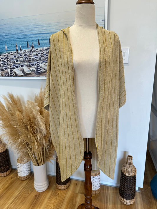 Kilt Oversized Cardigan (or Beach Cover) One Size - Beige + Mustard