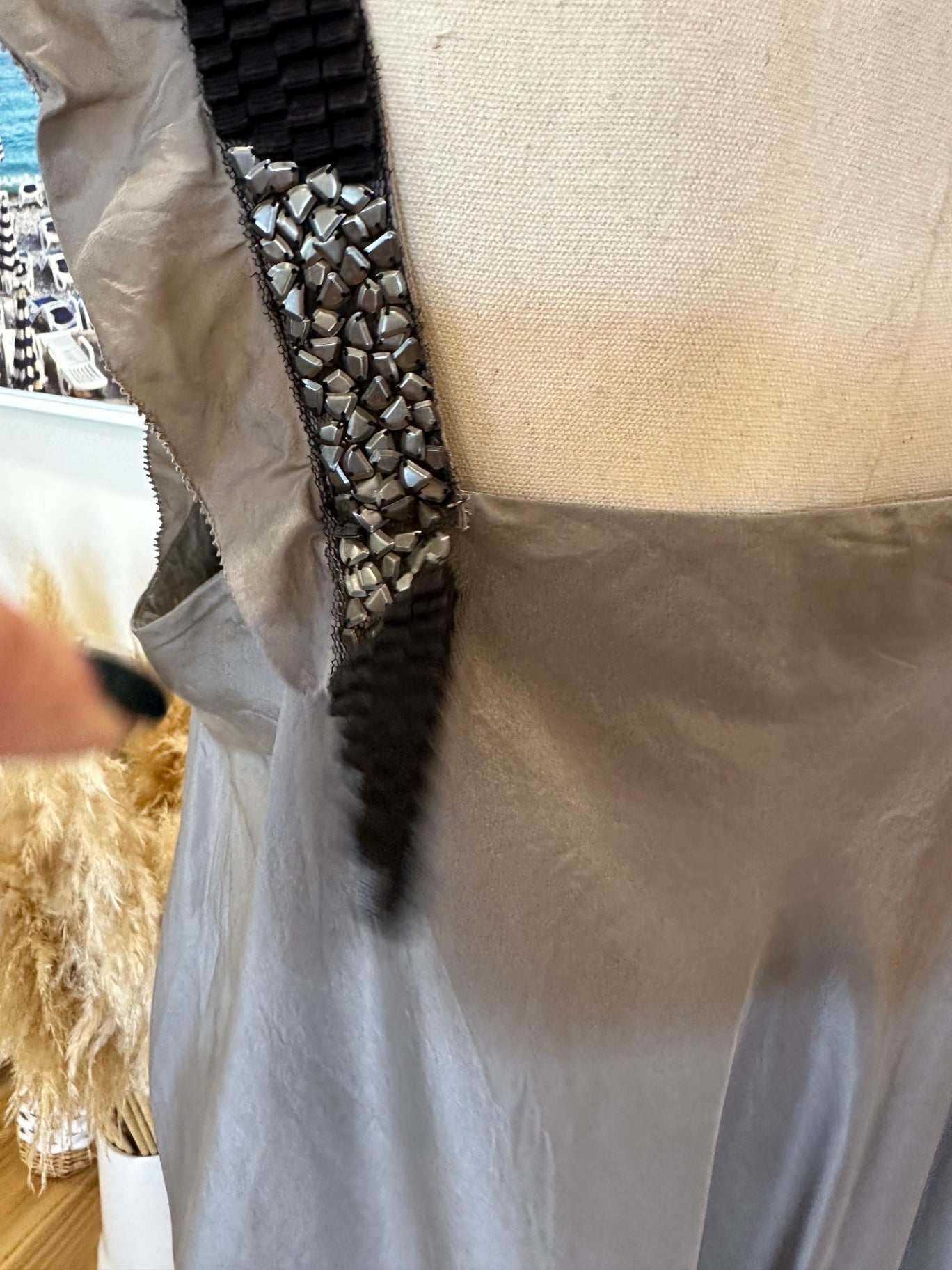 Hugo Boss (Orange Label) 100% Silk Grey Dress - Size Medium