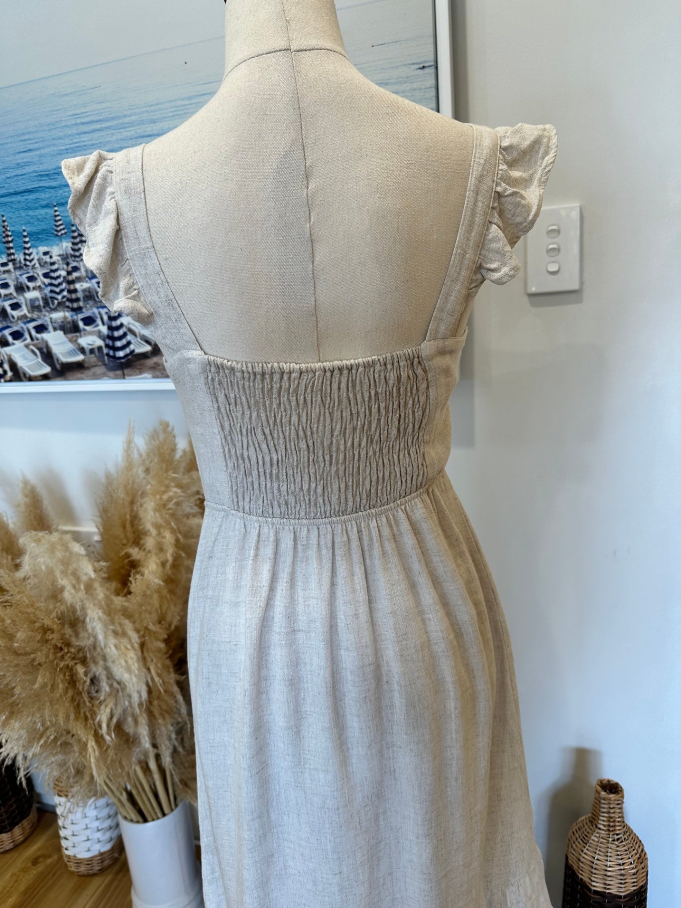 Monteau Los Angeles - Dress - Extra Small - Beige - 20% Linen