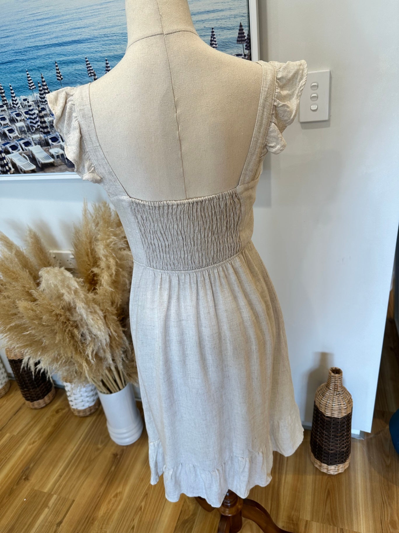 Monteau Los Angeles - Dress - Extra Small - Beige - 20% Linen