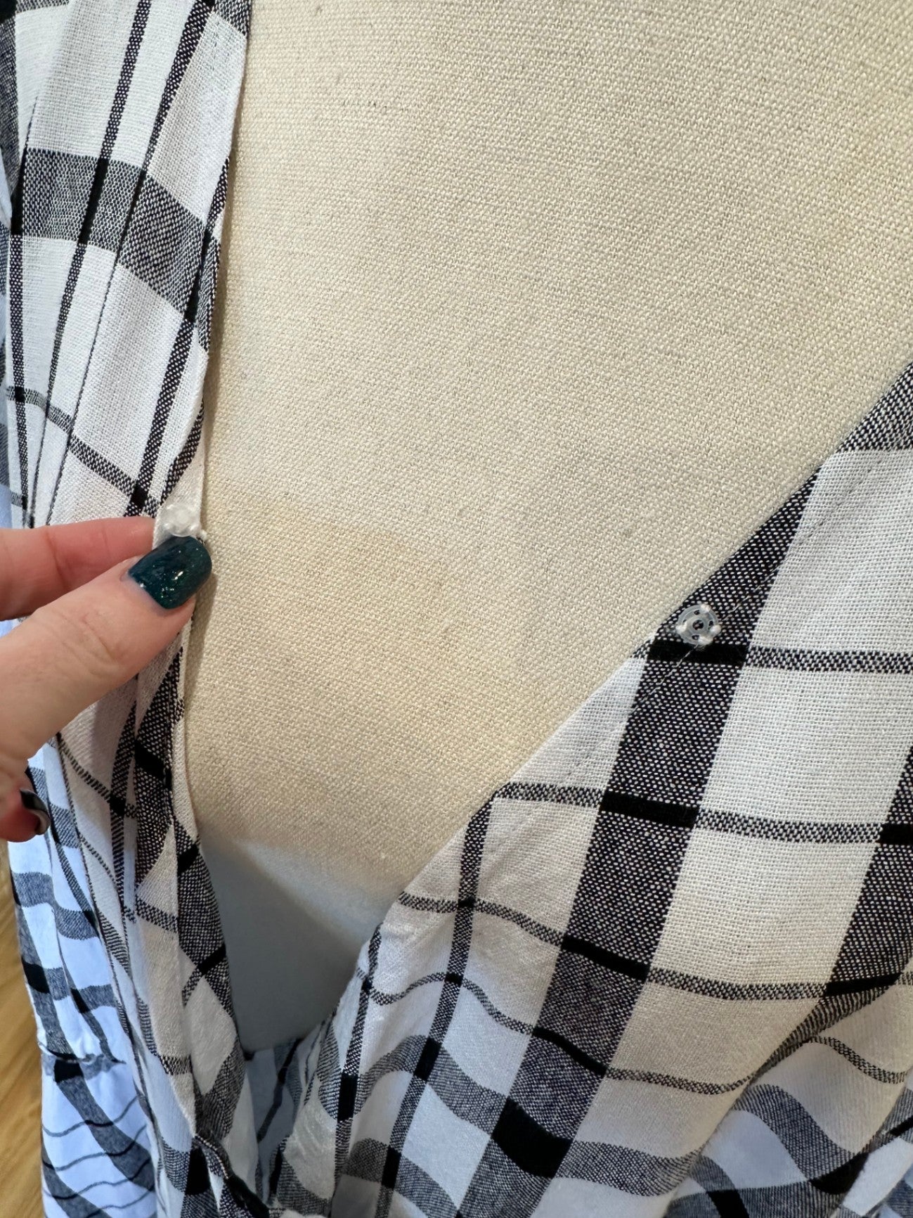 Spirit - Checked Black + White Dress - Size 16 - 30% Linen