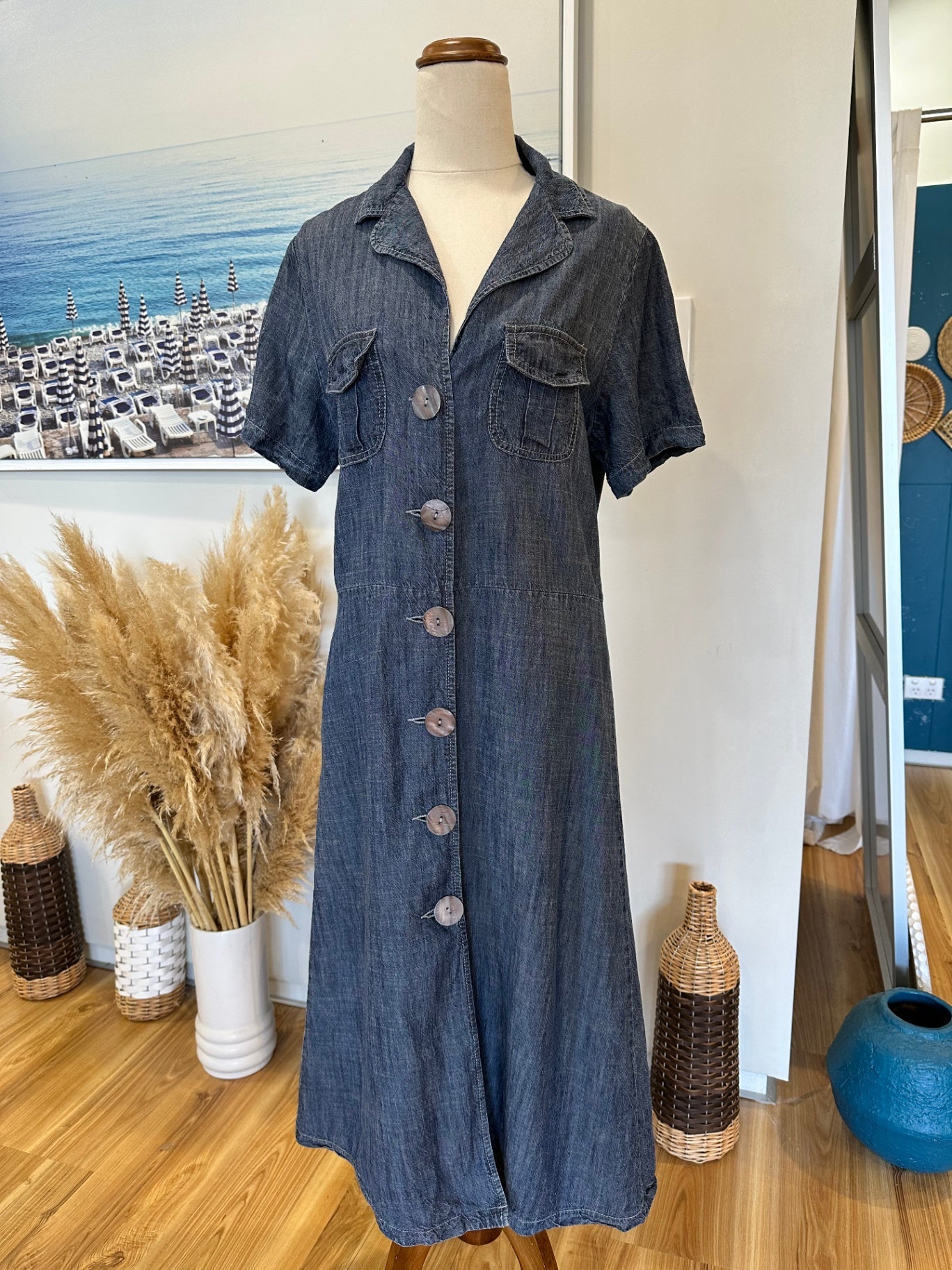 Development Dress - Size 12 - Dark blue - 30% Linen + 70% Tencel