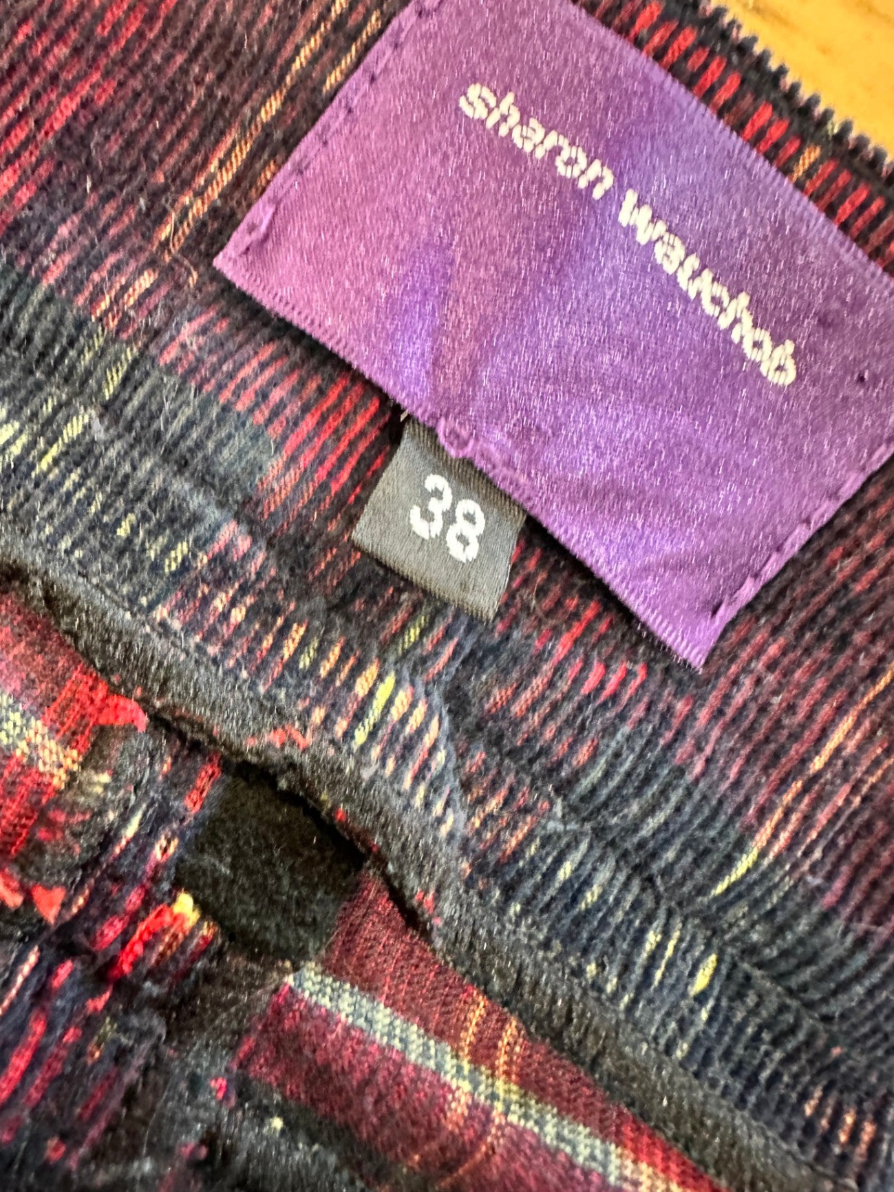 Sharon Washob - Tartan Grunge Skirt - Medium - Black and red plaid - Silk / Cotton / Leather