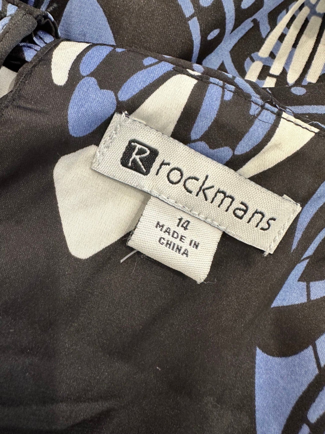 Rockmans Blouse - Size 14 - Black, Blue, White