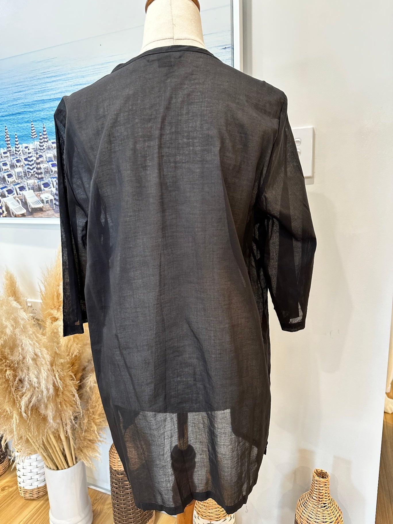 Rockmans - Kaftan Blouse - Size 14 - Black w Jewels