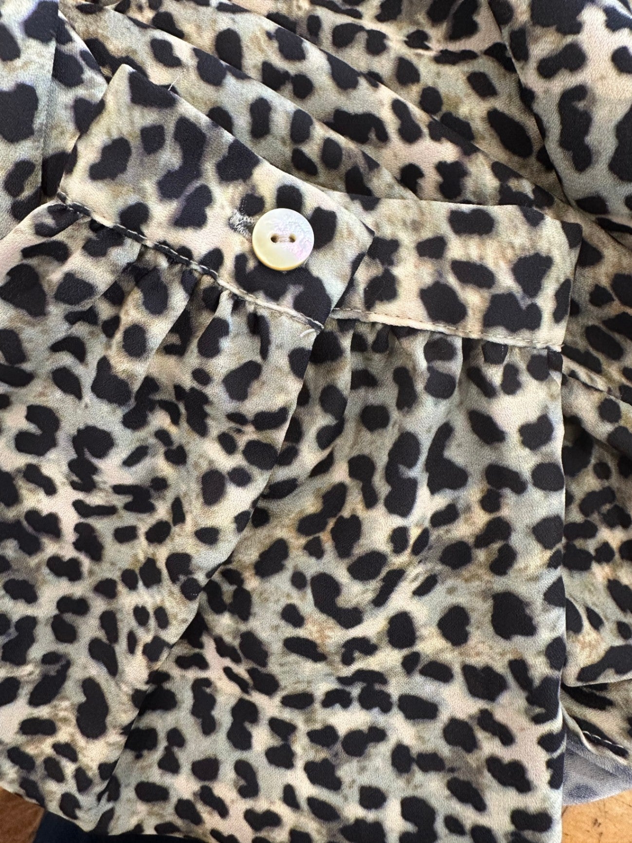 Whistle Blouse - Size 14 - Leopard print (beige and black)