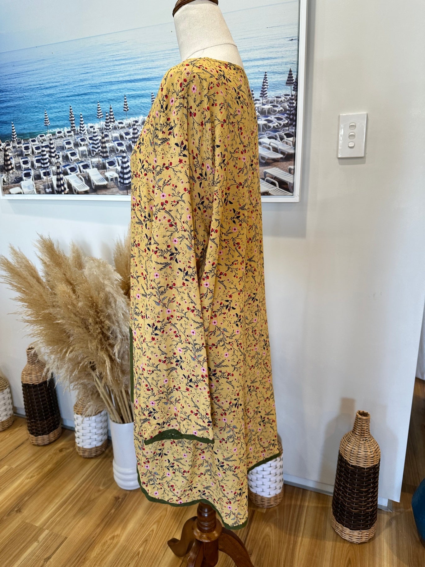 Bohemian Blouse - Extra Large - Yellow with floral pattern