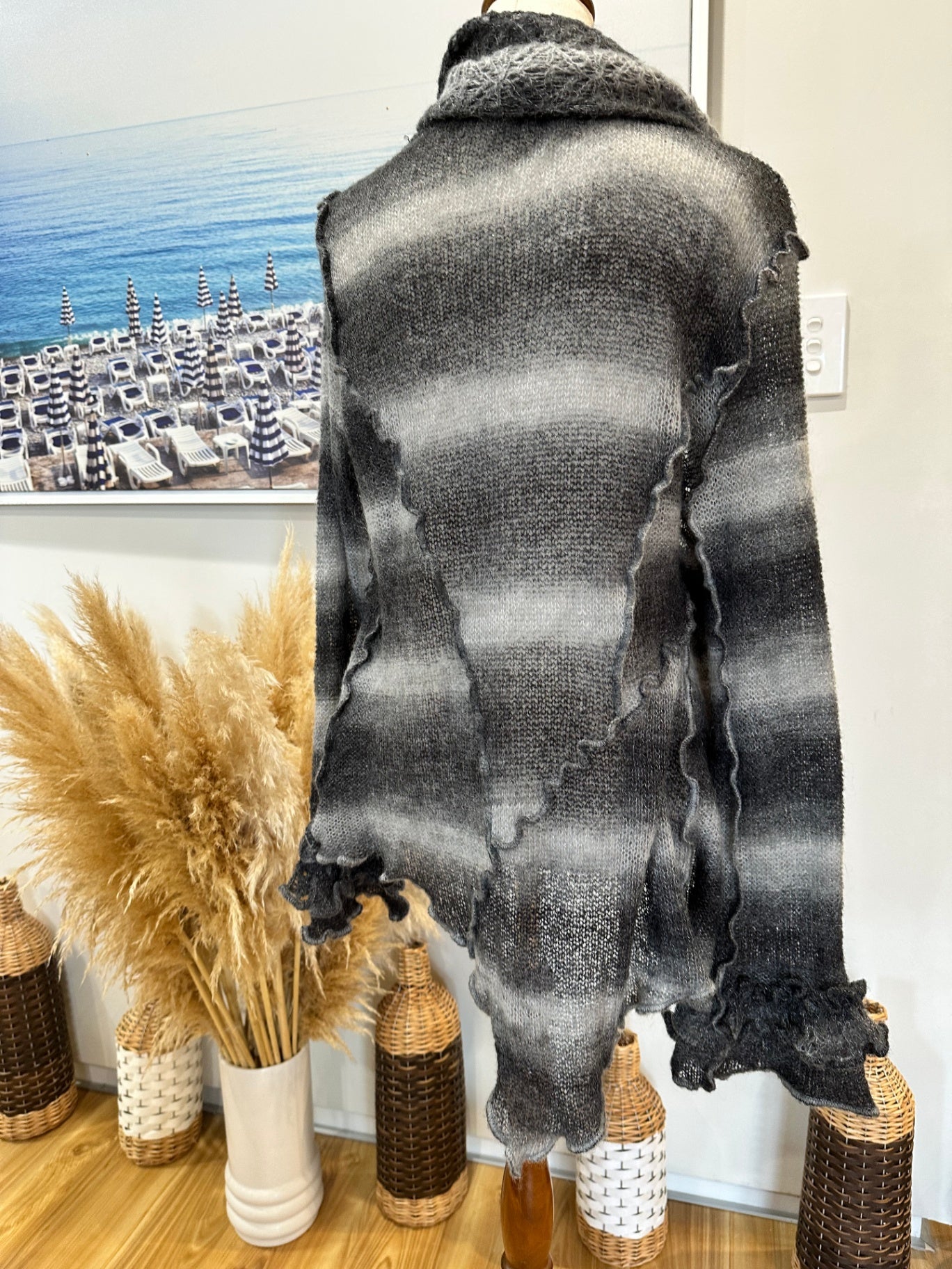 James Lakeland - Bohemian Cardigan - Medium - Grey / Black - 30% Mohair