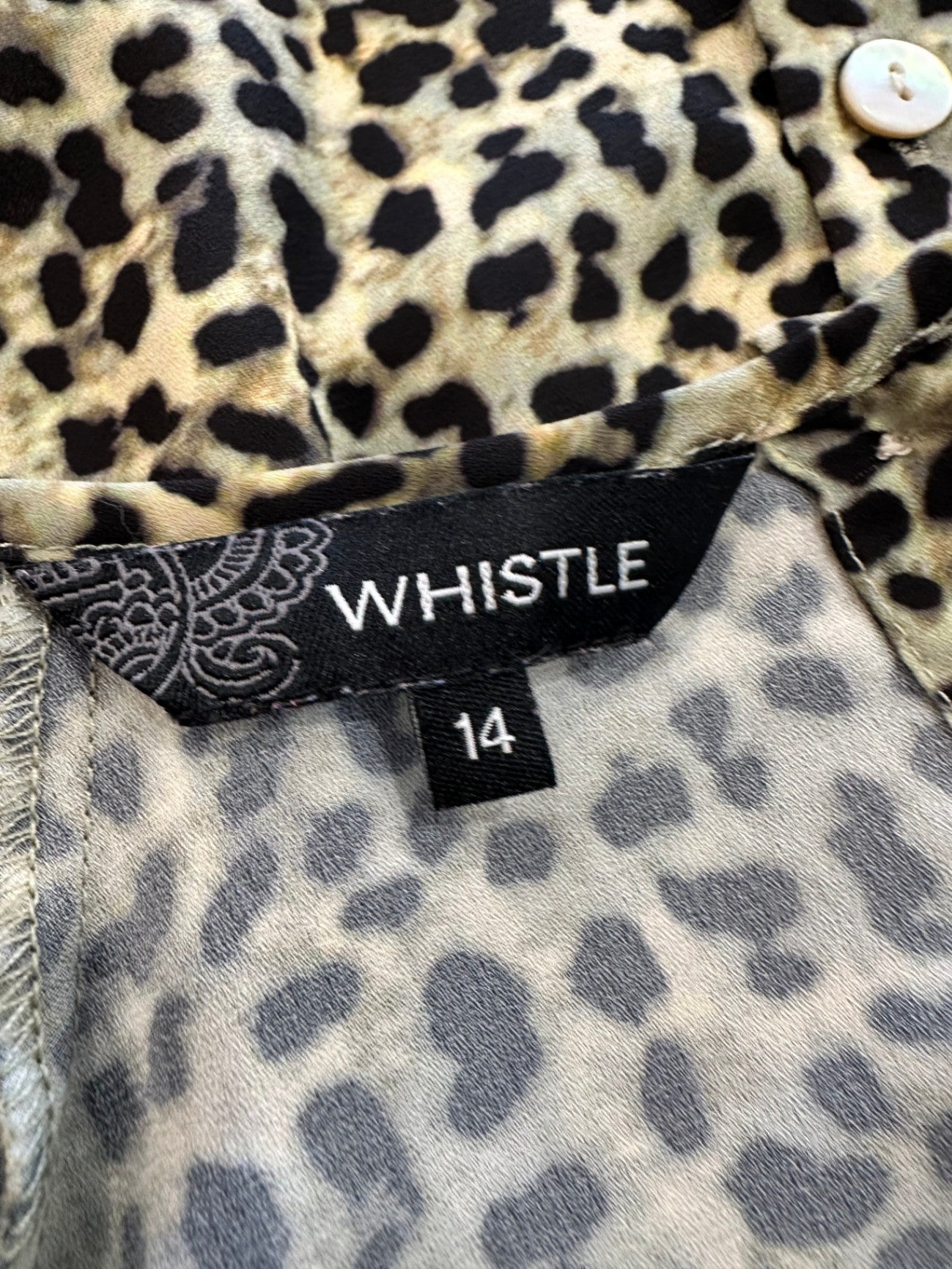 Whistle Blouse - Size 14 - Leopard print (beige and black)
