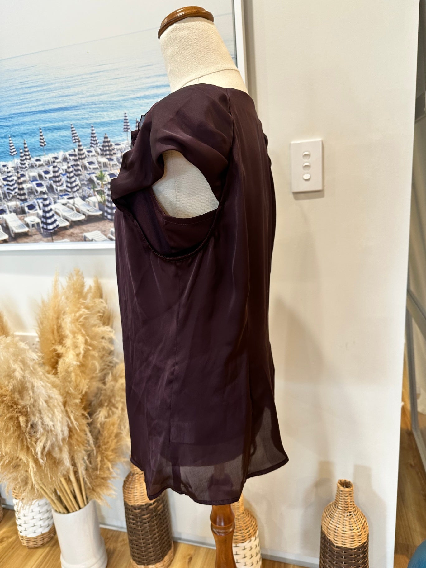 Rockmans Blouse - Size 14 - Burgundy