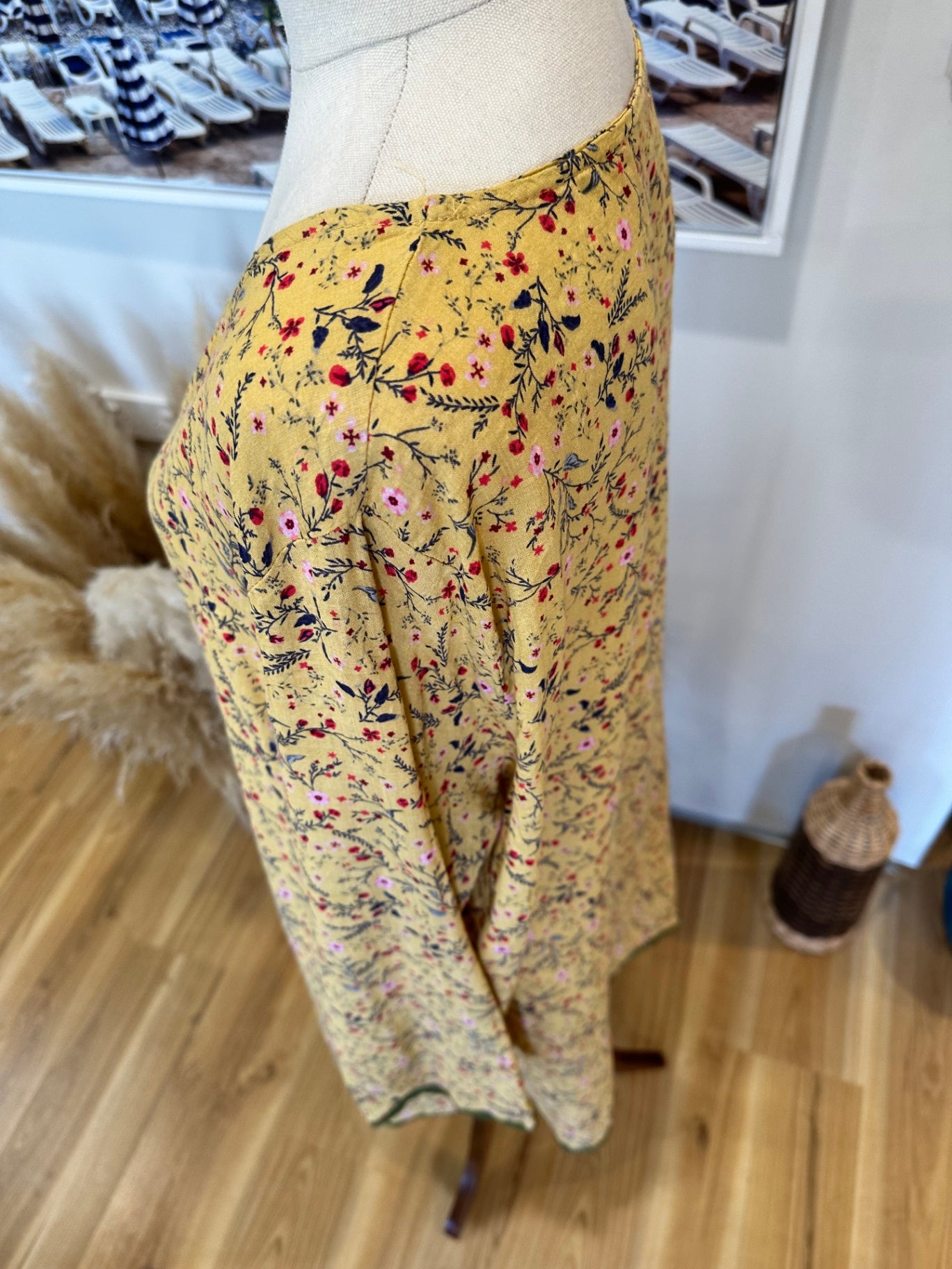 Bohemian Blouse - Extra Large - Yellow with floral pattern