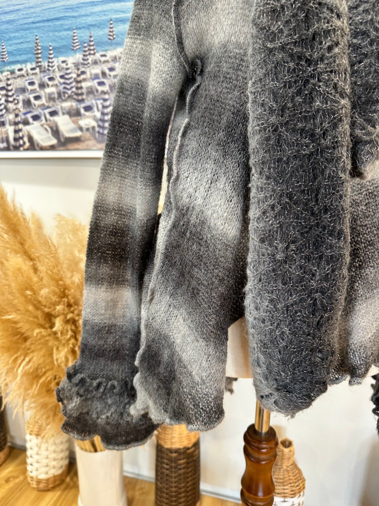 James Lakeland - Bohemian Cardigan - Medium - Grey / Black - 30% Mohair