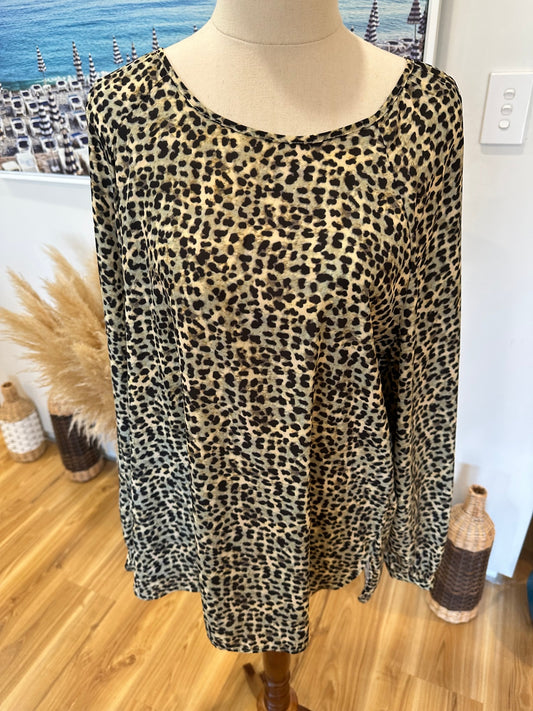 Whistle Blouse - Size 14 - Leopard print (beige and black)