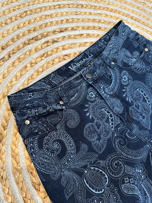 Vassalli - Jeans - Size 10 - Dark blue w paisley print