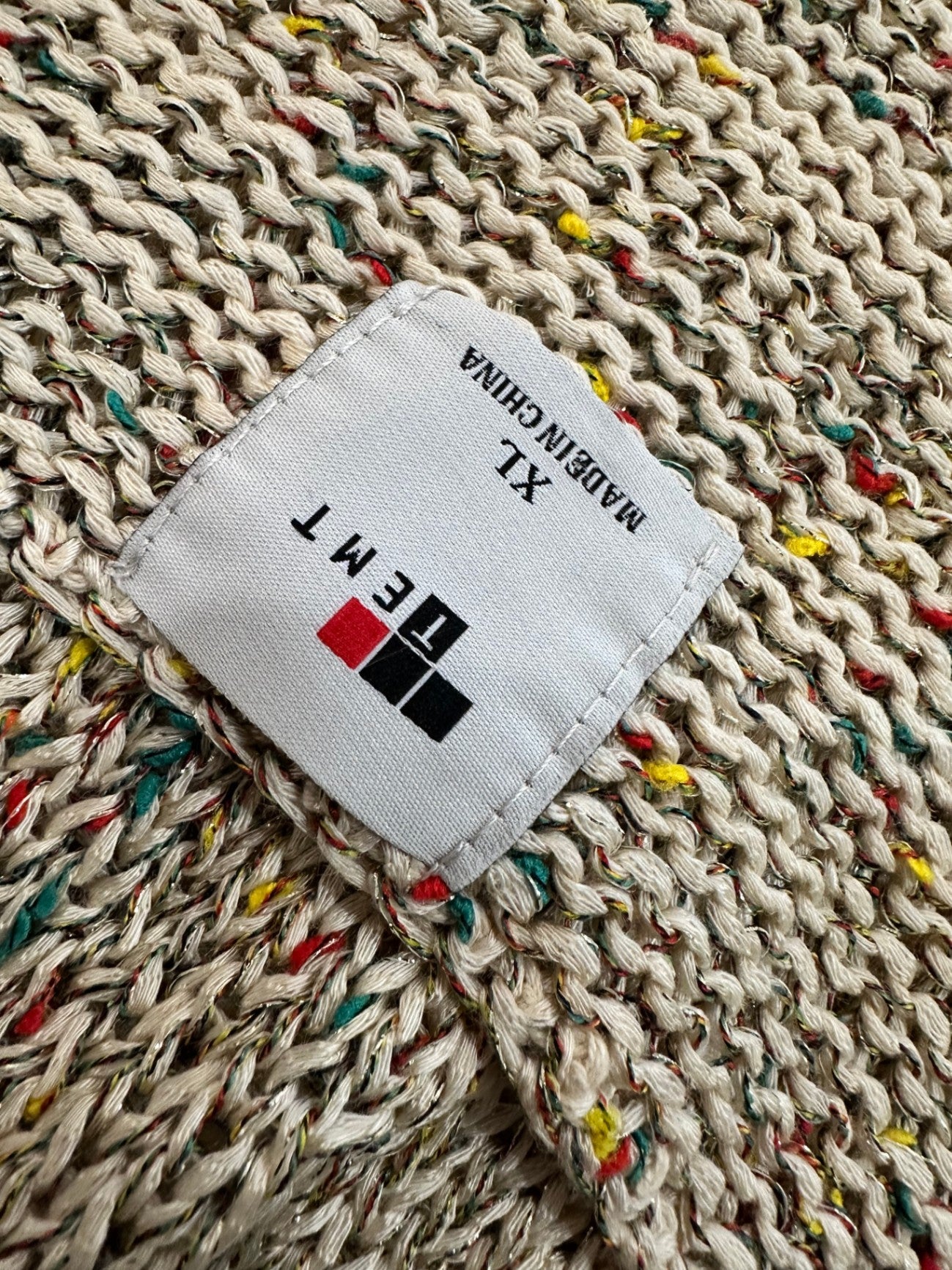 Knitted Singlet Top - Large / Extra Large - Beige with multicoloured specks