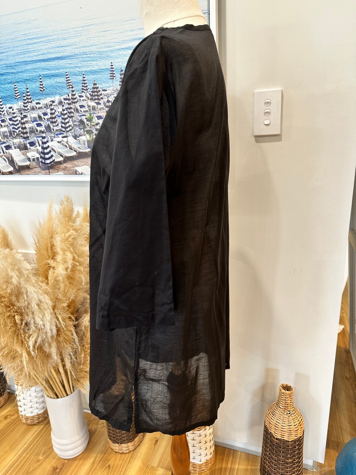 Rockmans - Kaftan Blouse - Size 14 - Black w Jewels