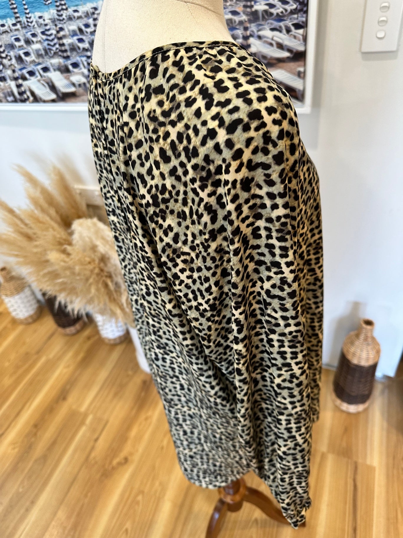 Whistle Blouse - Size 14 - Leopard print (beige and black)