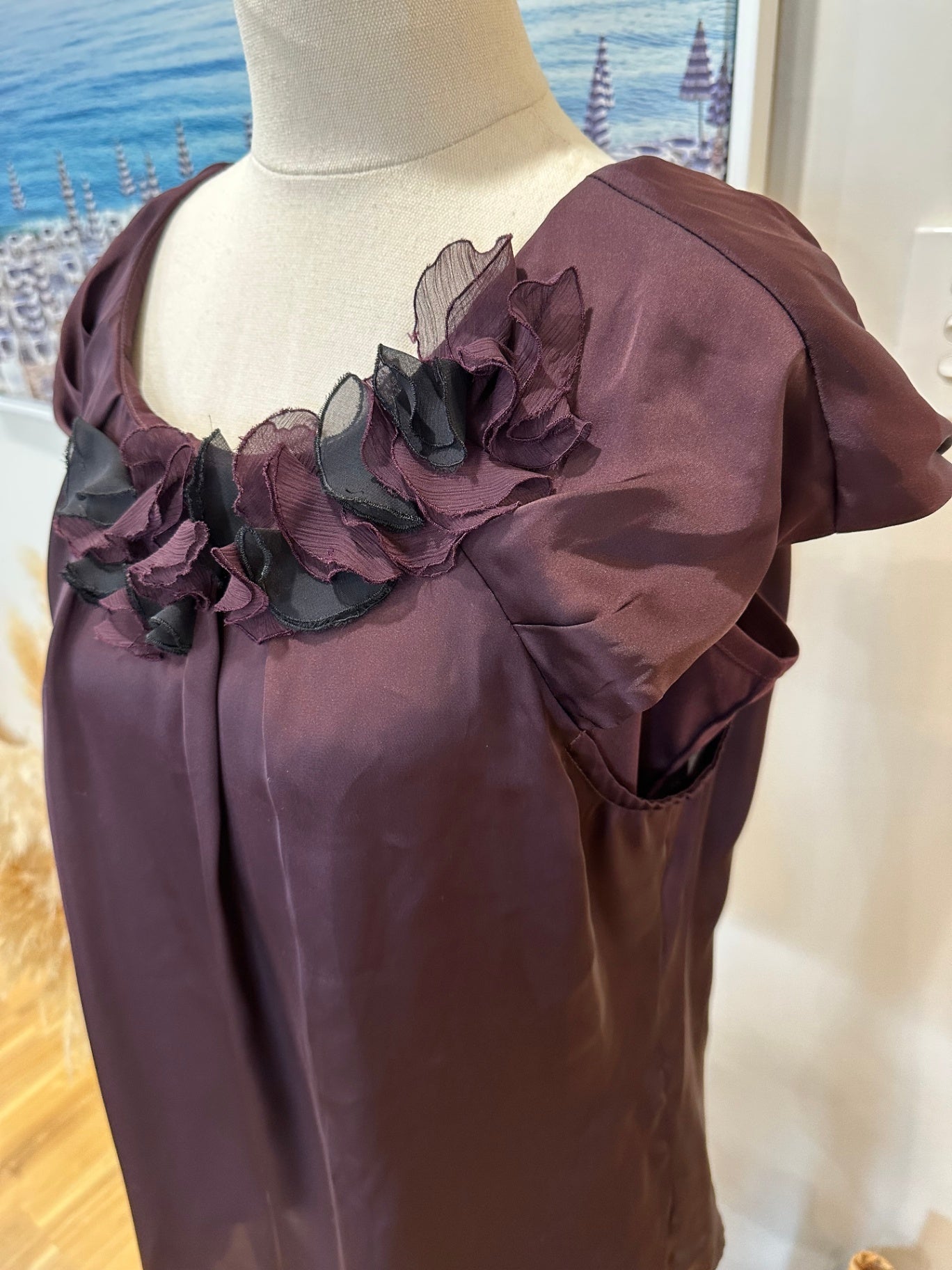 Rockmans Blouse - Size 14 - Burgundy