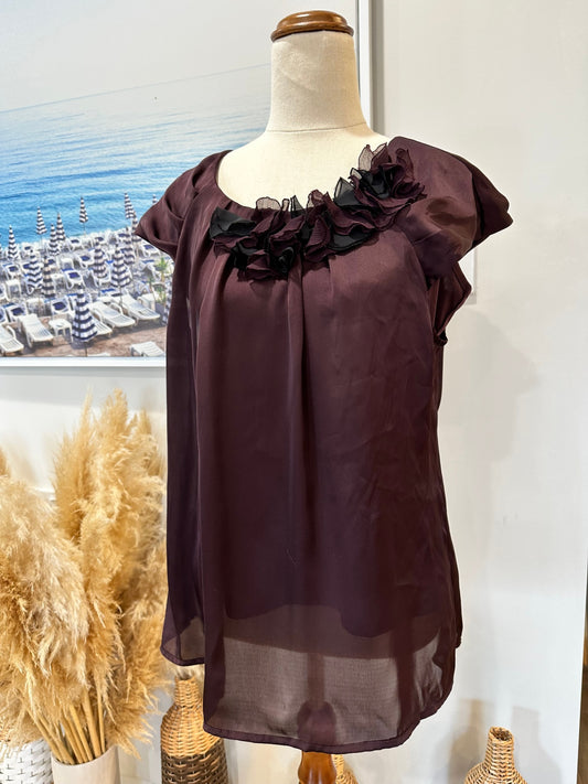 Rockmans Blouse - Size 14 - Burgundy