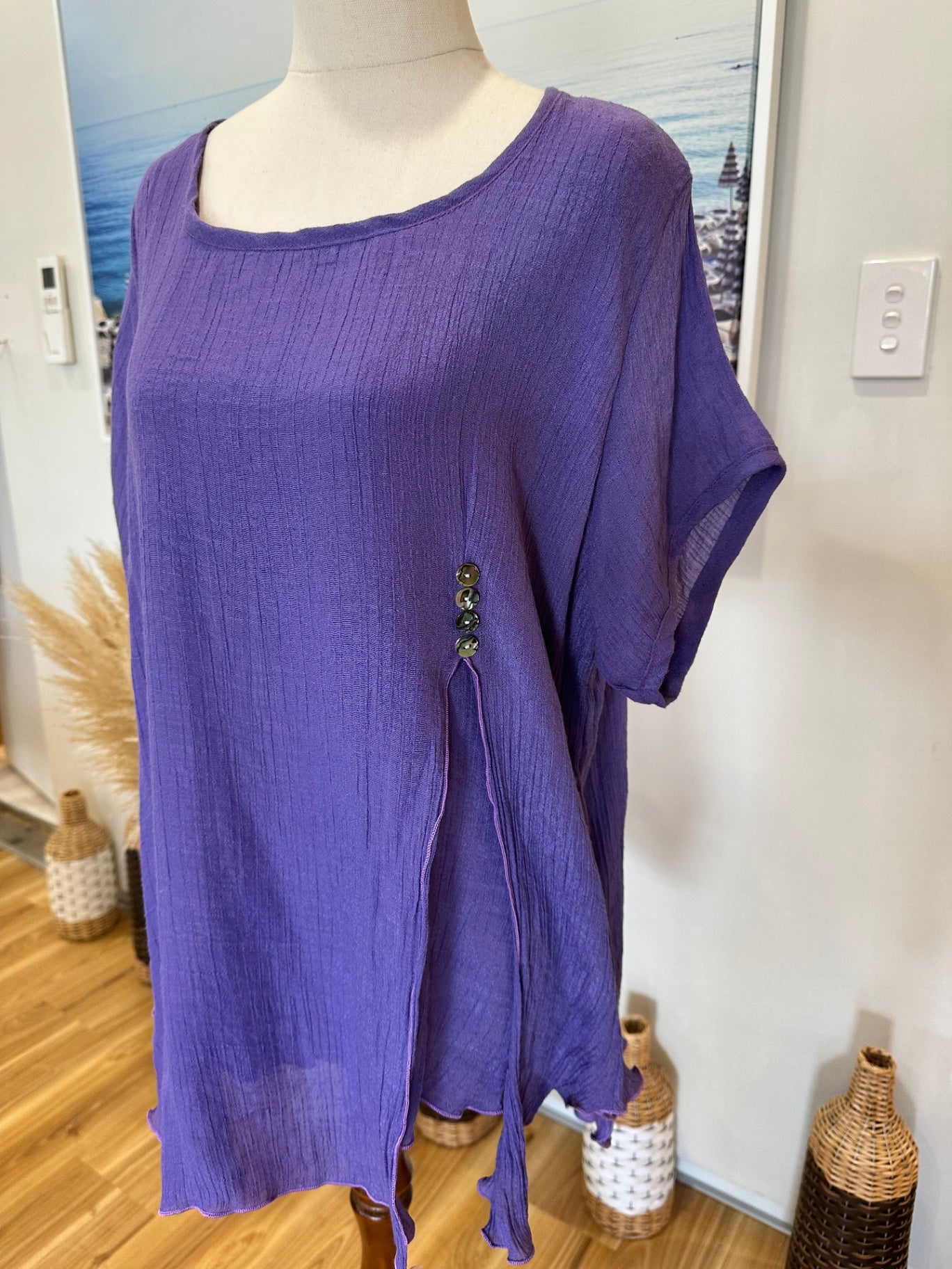 Wahine Blouse - Extra Large - Purple