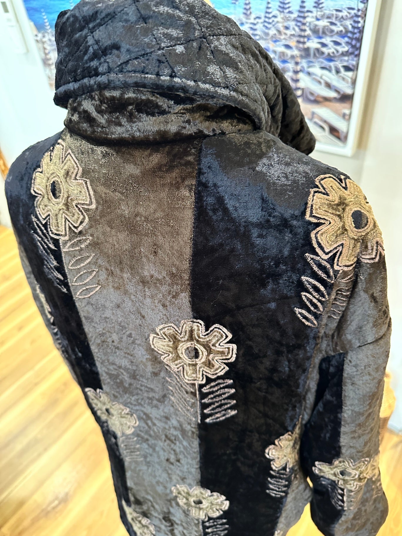 Vintage Coat - Medium / Large - Velvet Black and brown