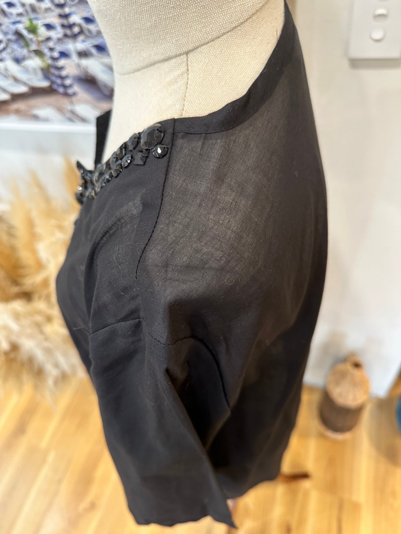 Rockmans - Kaftan Blouse - Size 14 - Black w Jewels