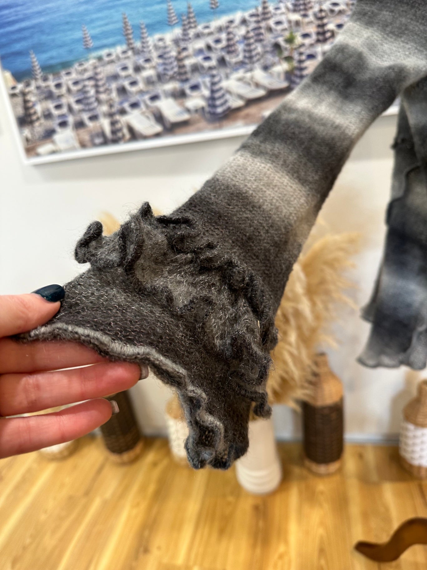 James Lakeland - Bohemian Cardigan - Medium - Grey / Black - 30% Mohair