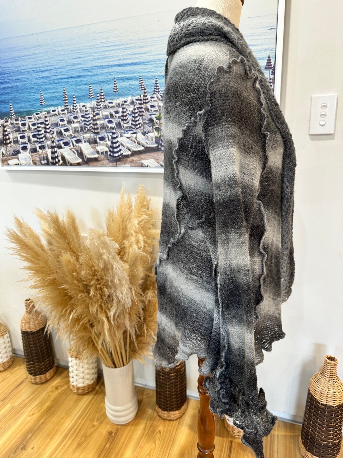 James Lakeland - Bohemian Cardigan - Medium - Grey / Black - 30% Mohair