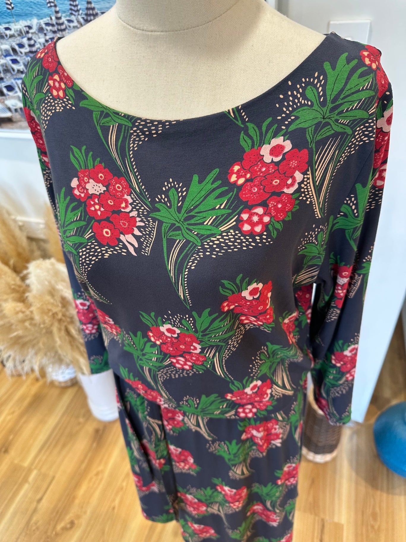 King Louie - Dress - Small - Blue with red, green, and white floral print