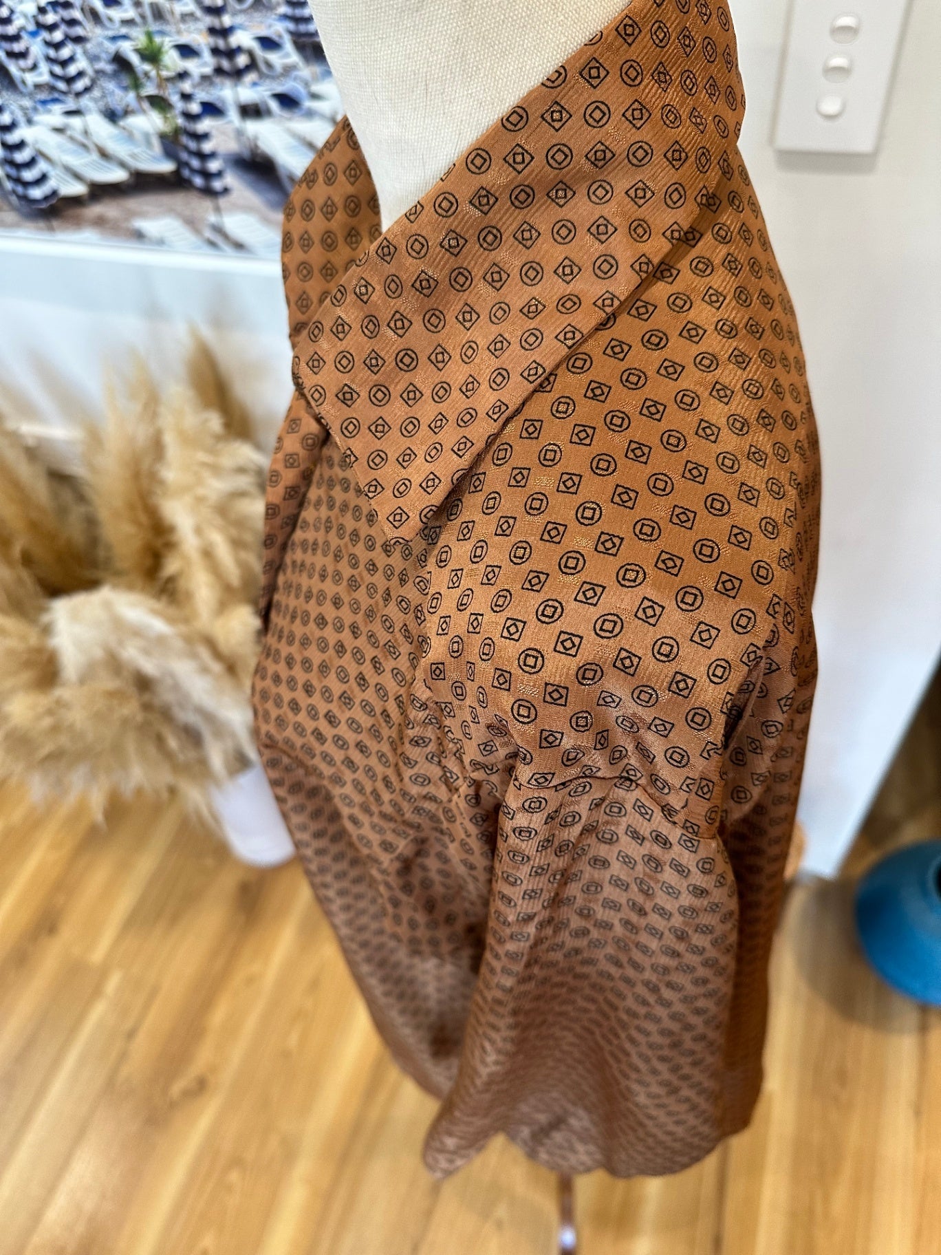 Vintage Shirt - Small - Brown with black pattern