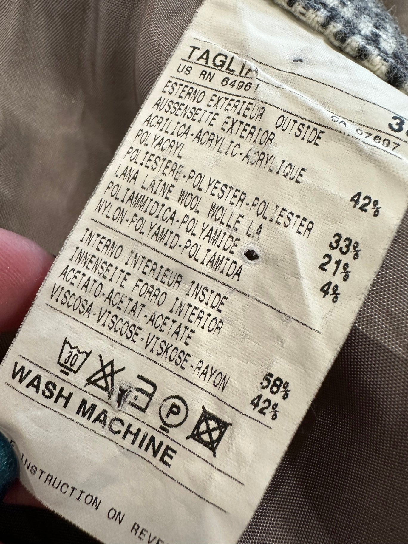 United Colors of Benetton - 21% Wool Skirt - Size 38 Medium - Black and Cream