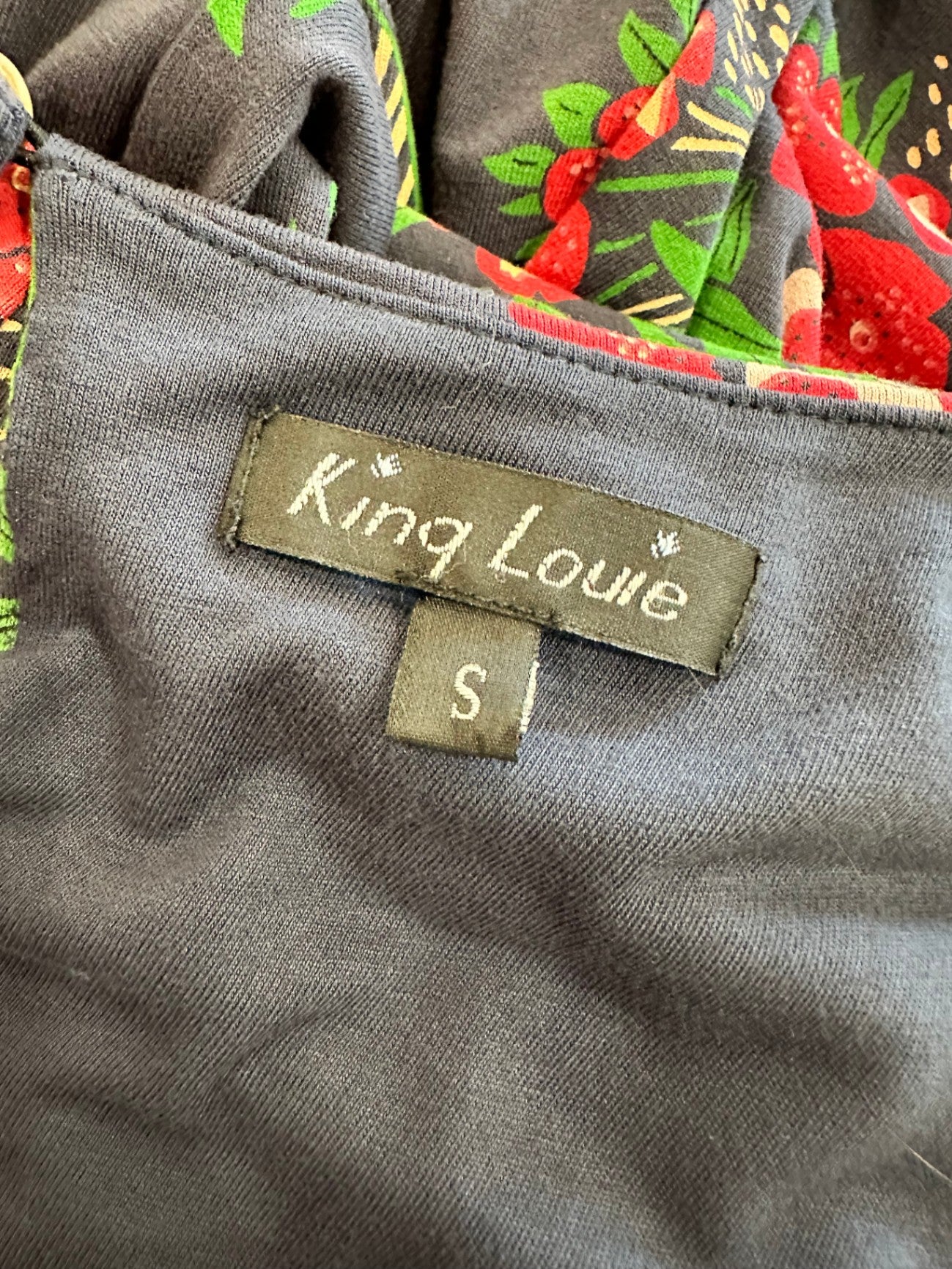 King Louie - Dress - Small - Blue with red, green, and white floral print