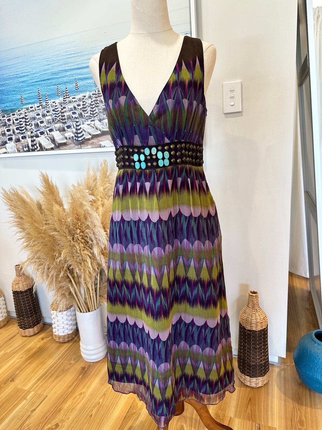 Max - Dress - Size 10 - Purple + Olive tones