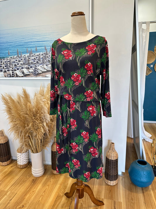 King Louie - Dress - Small - Blue with red, green, and white floral print