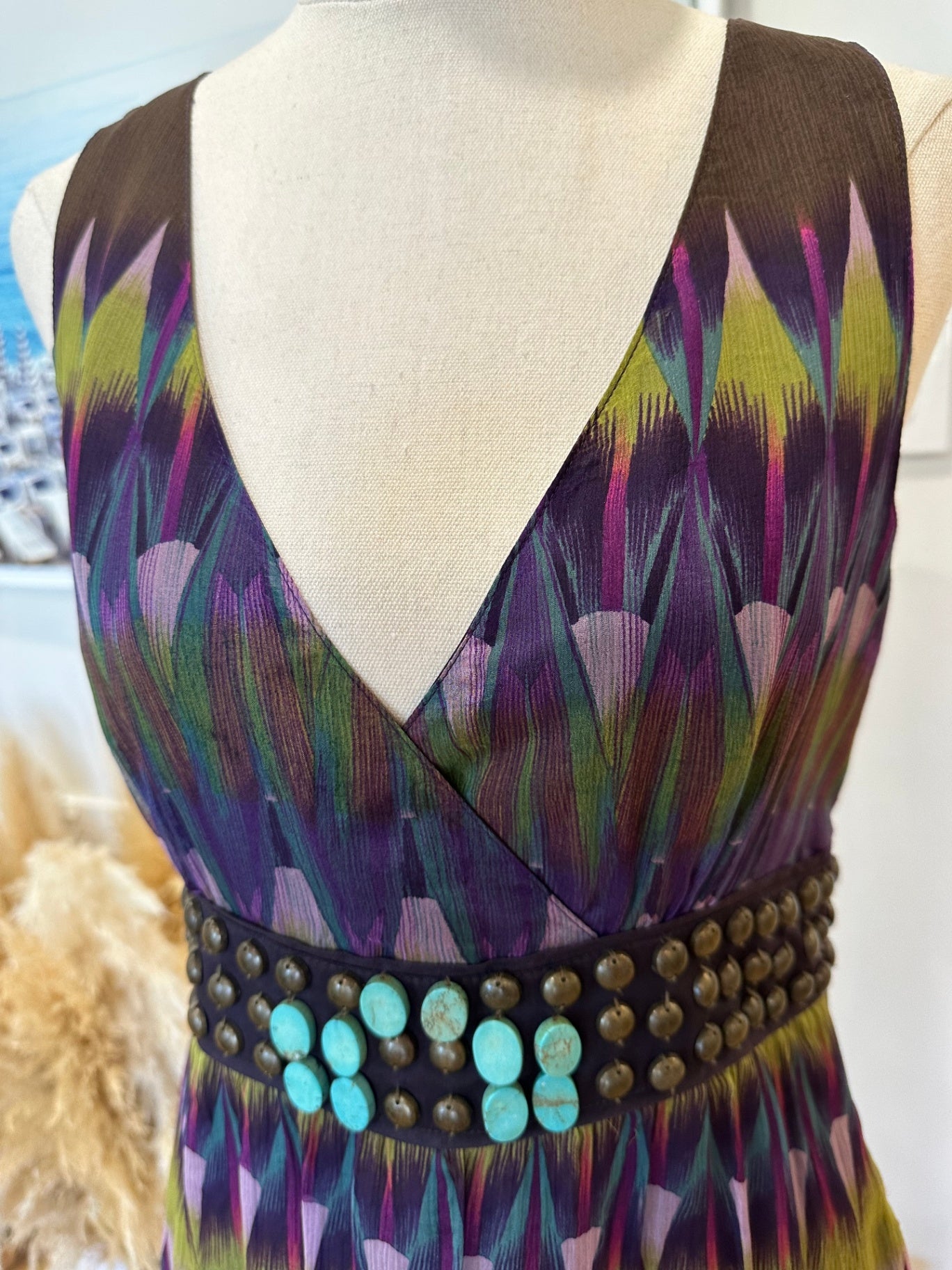 Max - Dress - Size 10 - Purple + Olive tones